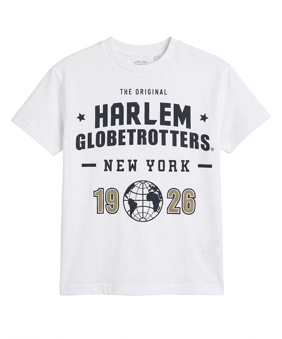 Kids' Harlem Globetrotters Graphic T-Shirt - White Cotton Crew Neck