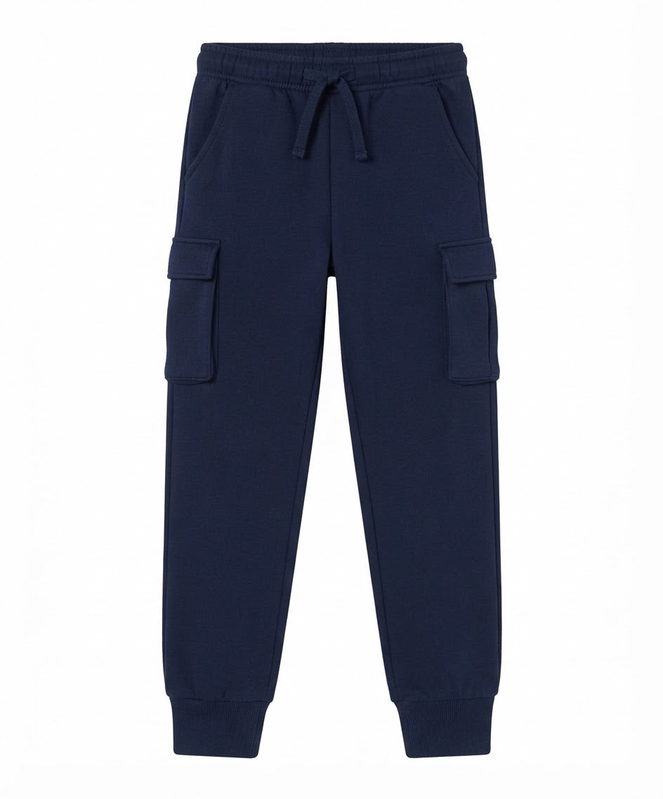 Kids Navy Blue Essential Cargo Sweatpants
