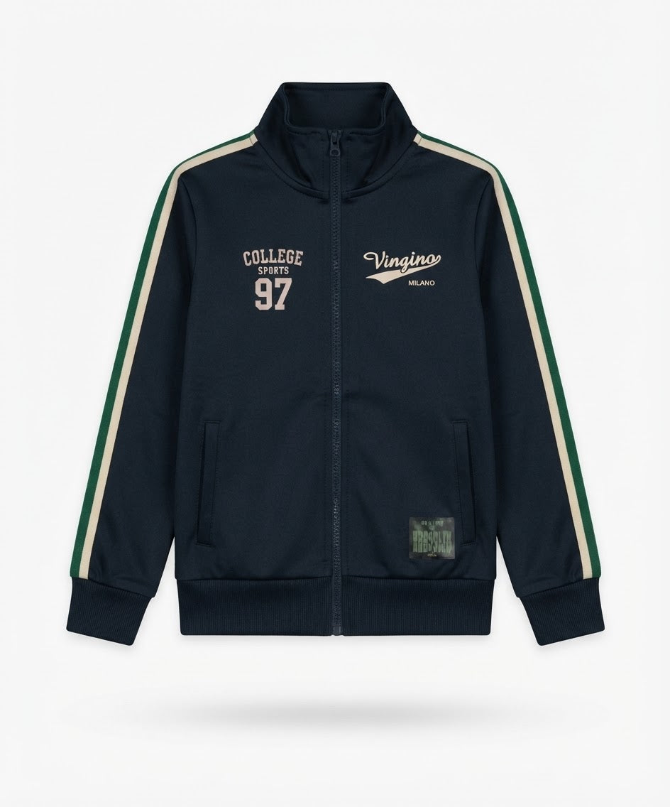 Kids Striped Sleeve Athletic Jacket