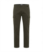 Men's Dark Olive Slim-Fit Cotton Cargo Trousers