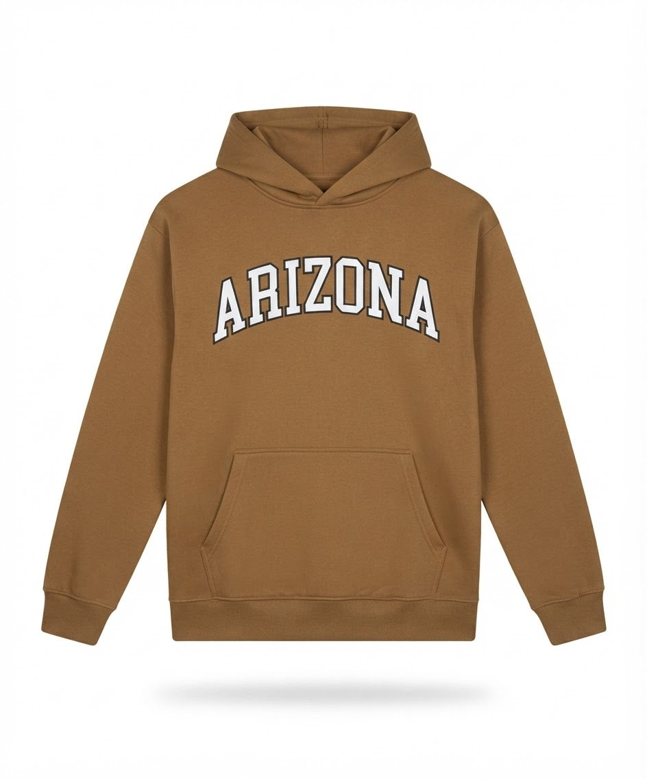 Men's Brown Varsity Graphic Fleece Hoodie