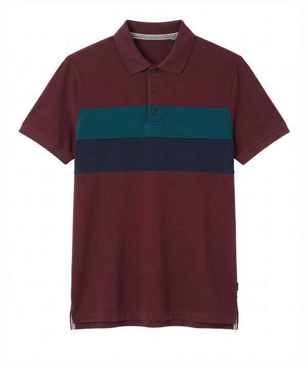 Men's Block Striped Cotton Polo Shirt