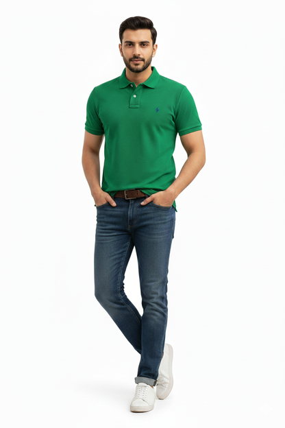 Men's Classic Green Premiun Polo Shirt - Soft Cotton