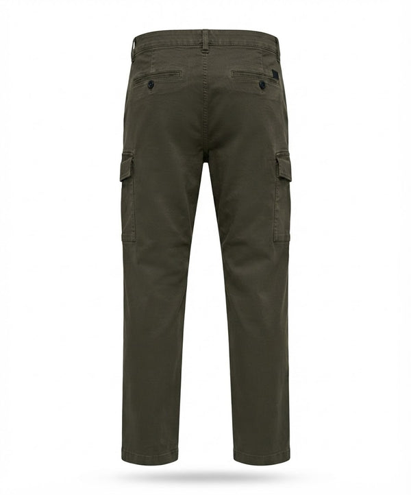 Men's Dark Olive Slim-Fit Cotton Cargo Trousers