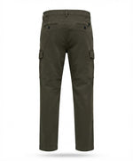 Men's Dark Olive Slim-Fit Cotton Cargo Trousers