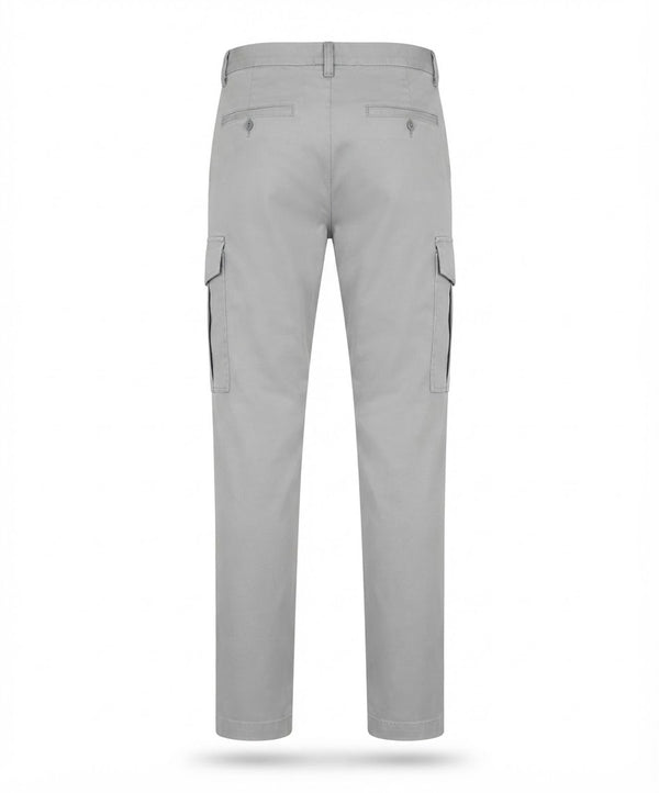 Men's Grey Slim-Fit Cotton Cargo Trousers