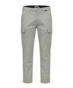 Men's Grey Slim-Fit Cotton Cargo Trousers