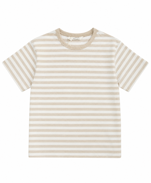 Kids' Beige Striped Cotton Tee