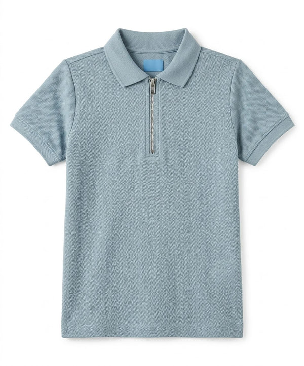 Kids' Textured Zip Polo