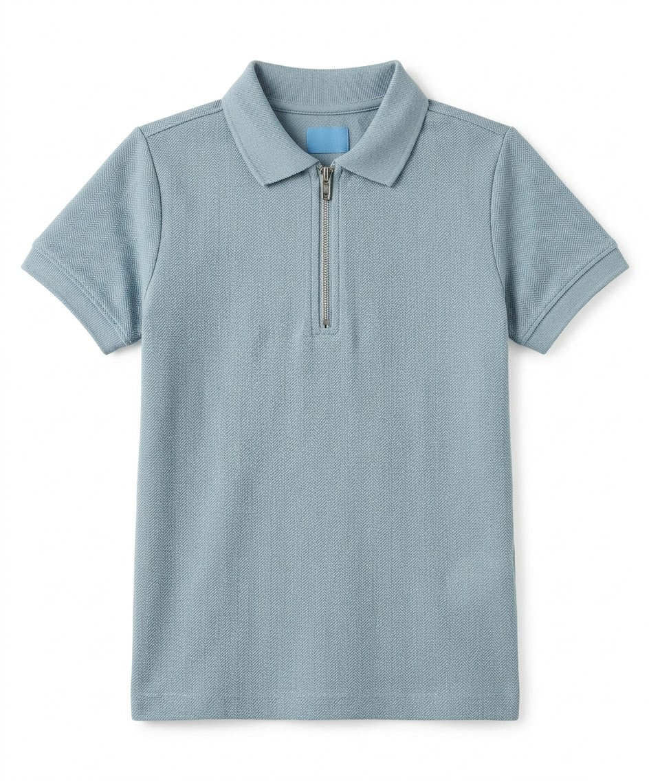 Kids' Textured Zip Polo