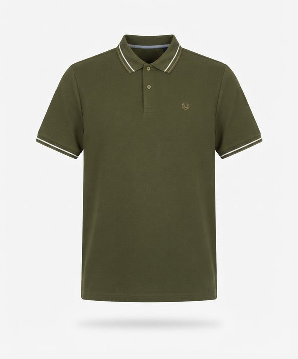 Men's Olive Green Tipped Polo Shirt