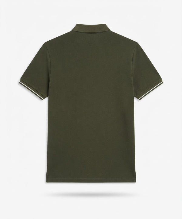 Men's Olive Green Tipped Polo Shirt