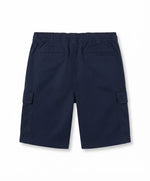 Men's Navy Drawstring Elastic Cargo Shorts