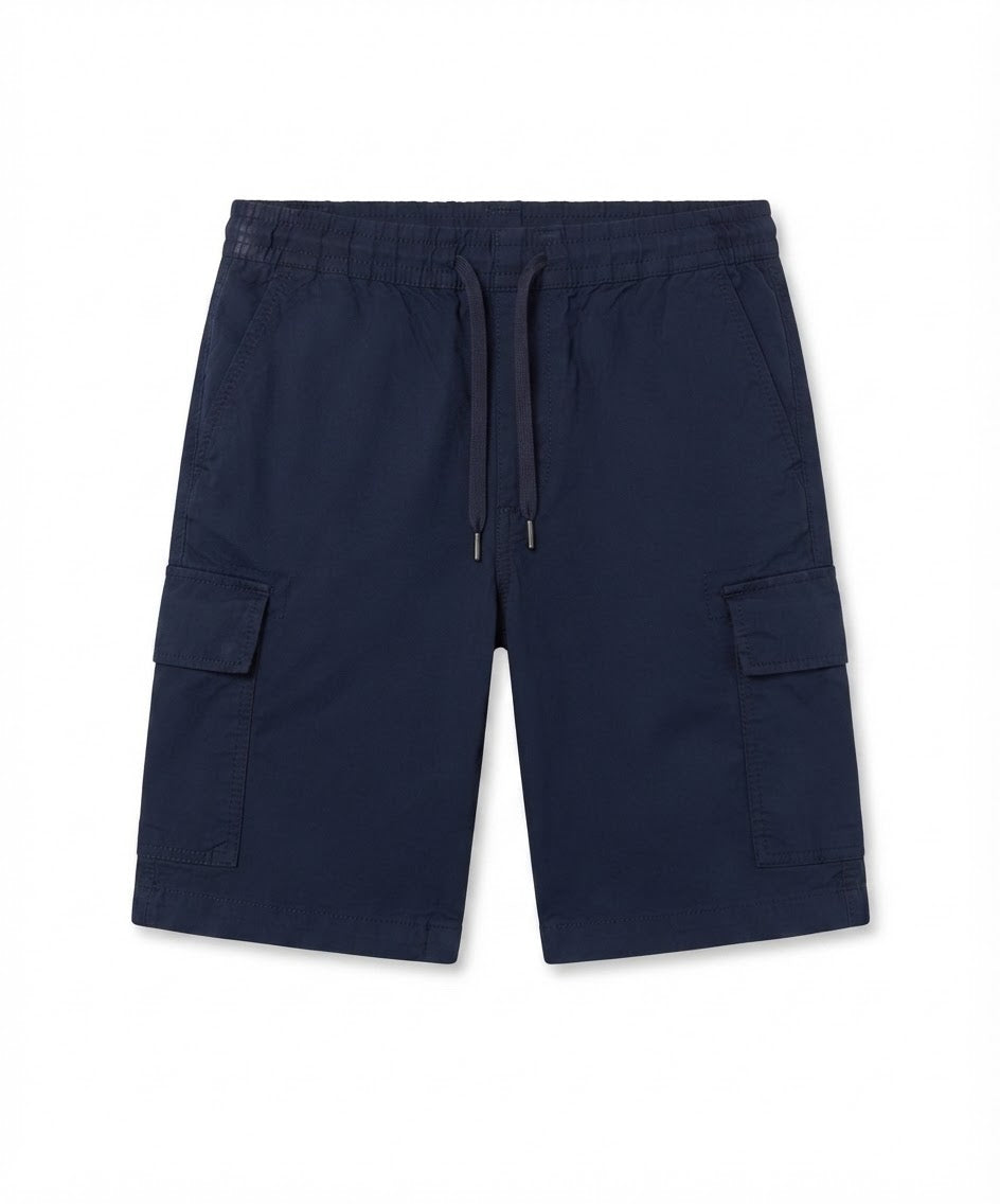 Men's Navy Drawstring Elastic Cargo Shorts
