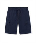 Men's Navy Drawstring Elastic Cargo Shorts