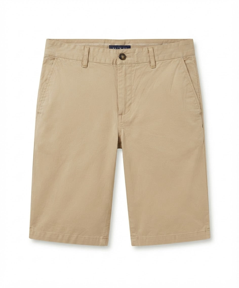 Men's Tan Slim-Fit Cotton Chino Shorts