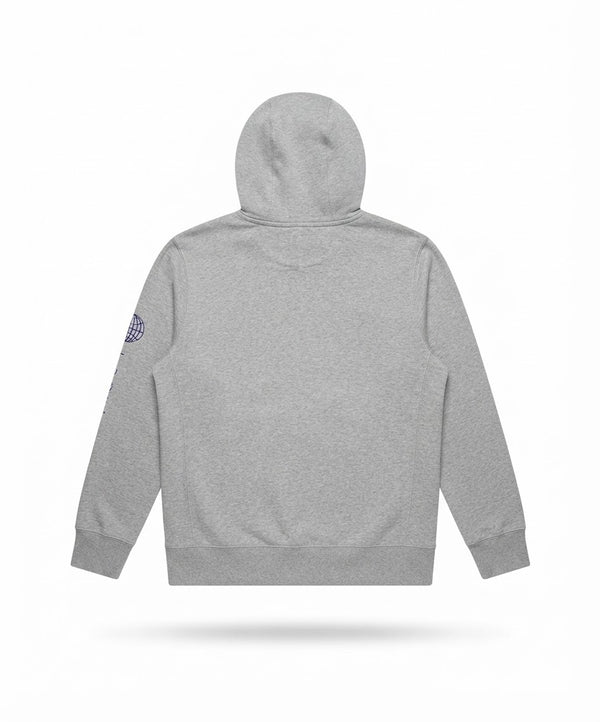 Men's Grey Graphic Sleeve Fleece Pullover Hoodie