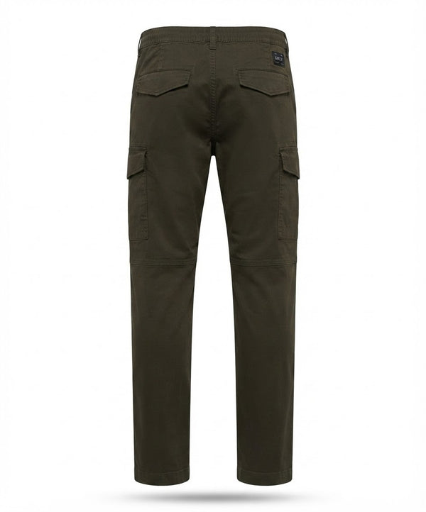 Men's Dark Olive Green Cotton Drawstring Cargo Trousers