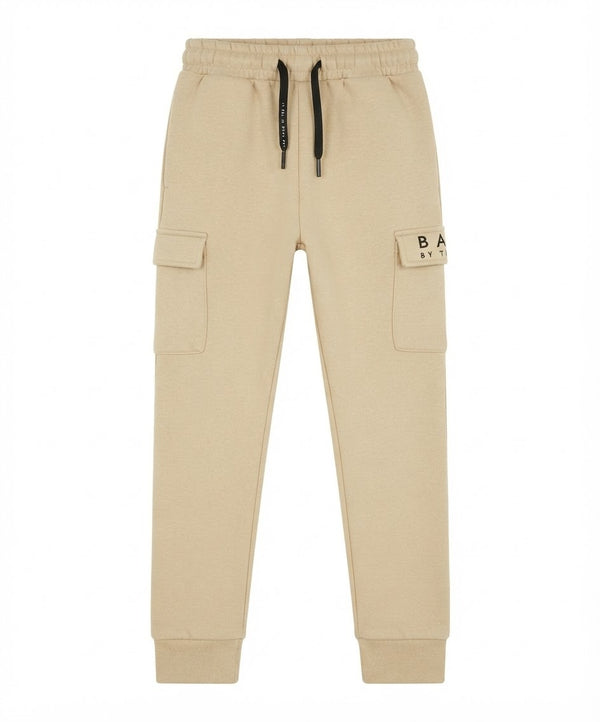 Kids Beige Utility Cargo Sweatpants