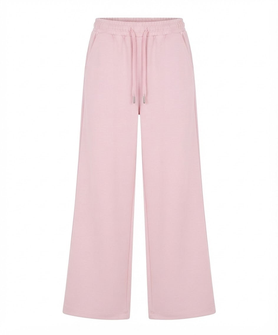 Women's Pink Wide-Leg Terry Trouser